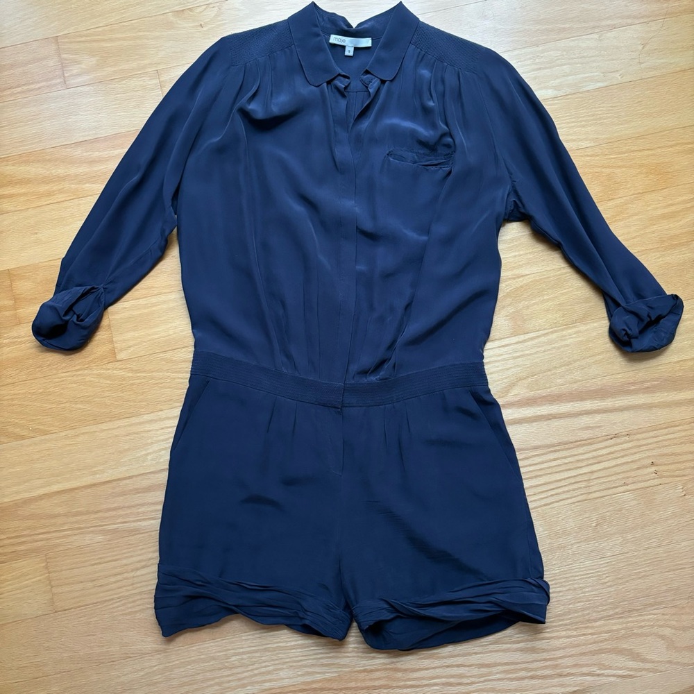 Maje Navy Silk Jumpsuit